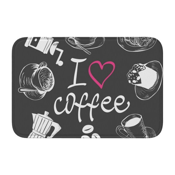 Pofeuu I Love Coffee Print Hem Mat 40x60 - Multipurpose Doormat for Indoor & Outdoor Use - Welcome Your Guests with our Entrance Mat