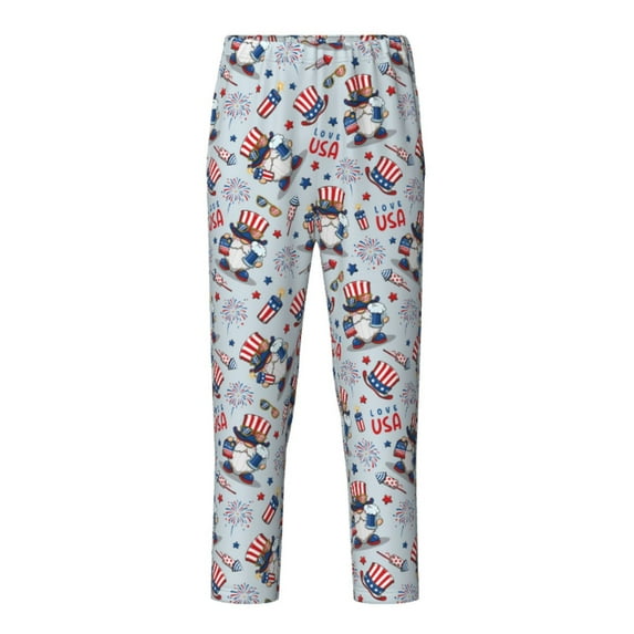 Pofeuu I Love USA Print Teenagers' Pajama Pants, Soft Lounge Pajama Pants with big pockets for Men Plaid Pj Bottoms-Medium