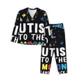 thumbnail image 1 of Pofeuu I Love With Autism To The Moon And Back Print Womens Pajamas Set Long Sleeve Sleepwear Button Down Nightwear Soft Pj Lounge Sets Button Down Pajamas Women-XX-Large, 1 of 7
