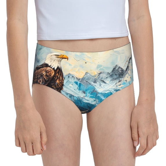 Pofeuu Iceberg Bald Eagle Print Soft Cotton Underwear Girls'Briefs Soft Undies