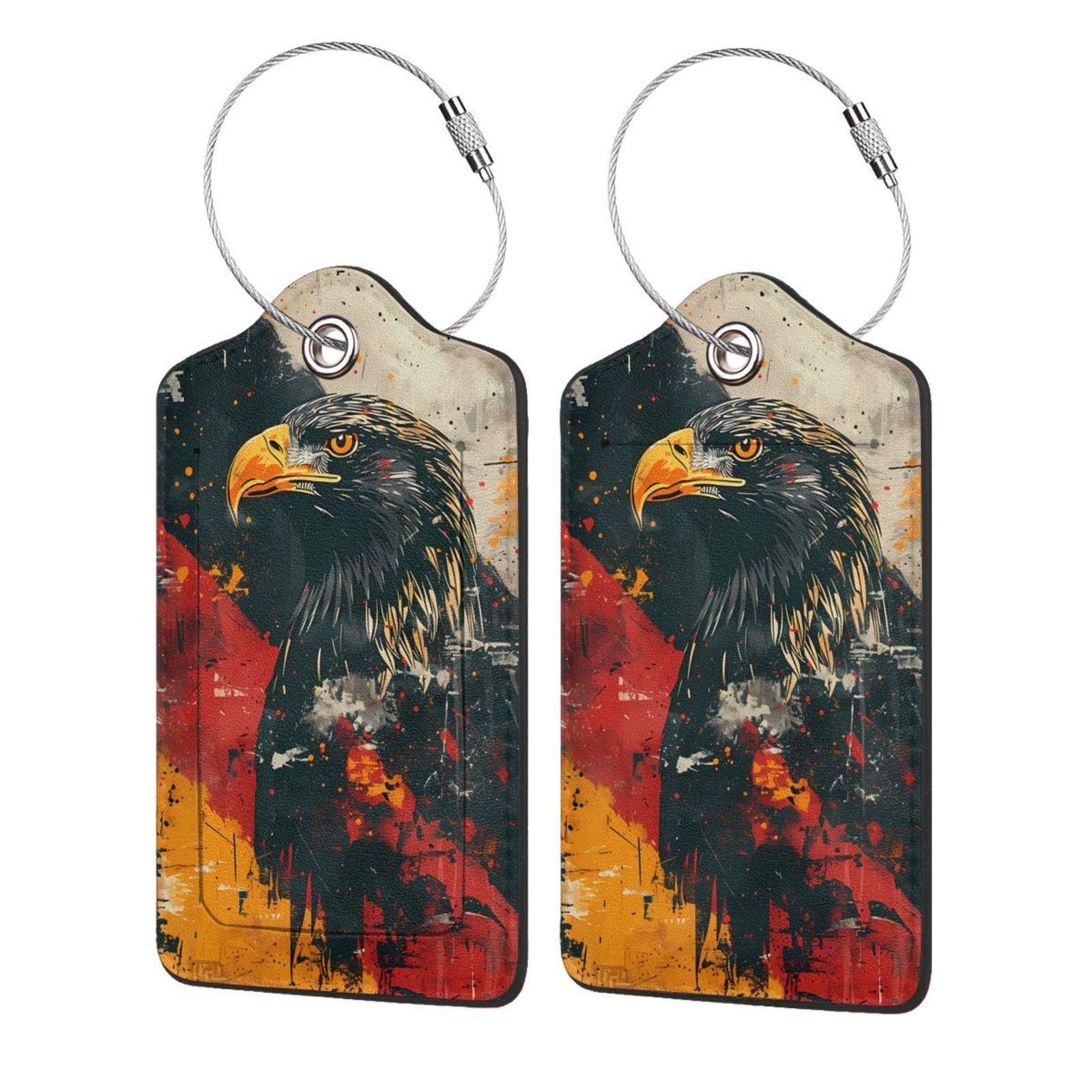 Pofeuu Ink Style Bald Eagle Print Luggage Tags, Privacy Cover ID Label ...