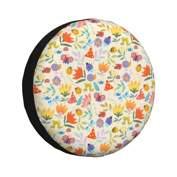 Pofeuu Insects In Plants Print Spare Tire Wheel Cover for Car Truck SUV Camper Universal Fit Spare Tire Cover RV Spare Tire Covers-14 inch