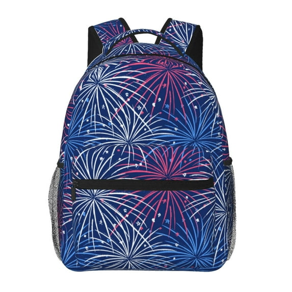 Pofeuu Ireworks In The Night Sky Print Backpack for Men and Women - Basic Bookbag Casual Daypack Backpacks for College Work Travel-One Size