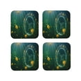 thumbnail image 1 of Pofeuu Jelly Fish Print Coasters for Drinks, 4Pack PU Leather Coasters, Bar Drink Coasters for Tabletop Protection, Furniture from Damage-Square, 1 of 6
