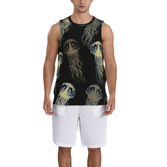 Pofeuu Jellyfish Print Basketball Jersey, Shirts for Men Youth Basketball Jersey Crew Neck-Large