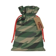 Pofeuu Jungle Green Camo USA Flag Print Burlap Bags with Drawstrings Drawstring Gift Bags Pouch Bag for Thankgiving Birthday Party Gift Wrapping Treats and Party Favors-Small