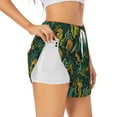 thumbnail image 1 of Pofeuu Jungle Leopard Yellow Print Women's Athletic Shorts Running Workout Shorts Tummy Control Quick Dry Gym Shorts with Pockets Double layer sports shorts-Medium, 1 of 7