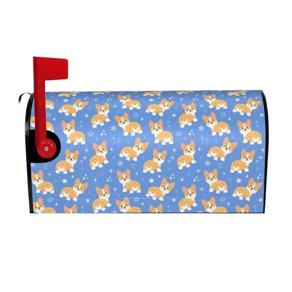 Pofeuu Kawaii Corgi Print Mailbox Covers Letterbox Cover Mailbox Wrap for Home Garden Yard Outdoor Decor -25.5x21 in