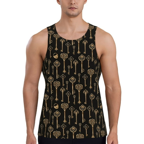 Pofeuu Keys Print Men's Workout Tank Tops Sleeveless Muscle Gym Shirt Quick Dry-X-Large