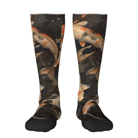 Pofeuu Koi Fish Tranquility Print Stockings, Adult Running Hiking Socks for Youth and Adult