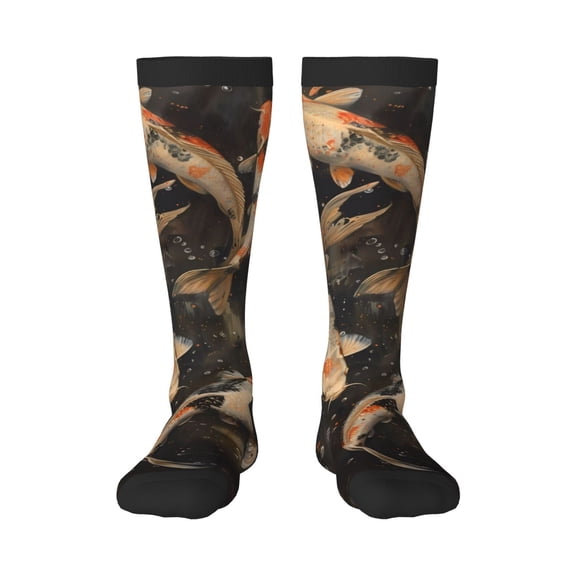 Pofeuu Koi Fish Tranquility Print Stockings, Adult Running Hiking Socks for Youth and Adult