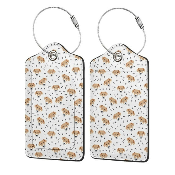 Pofeuu Labrador Retriever Dog Print Luggage Tags, Privacy Cover ID Label with Stainless Steel Loop and Address Card for Travel Bag Suitcase-4 PCS
