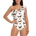 thumbnail image 1 of Pofeuu Labrador Retriever Dog Print Women's One Piece Swimsuits One Shoulder Swimwear Asymmetric Ruffle Monokinis Bathing Suits-Large, 1 of 6