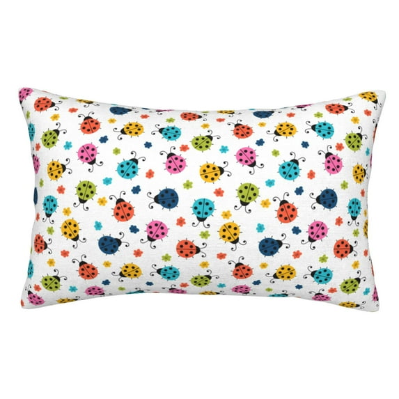 Pofeuu Ladybugs And Flowers Print Polyester Microfiber Plush Pillowcases, Super Soft and Cozy Pillow Case Covers with Envelop Closure(Pillow core not included)-16"x24"