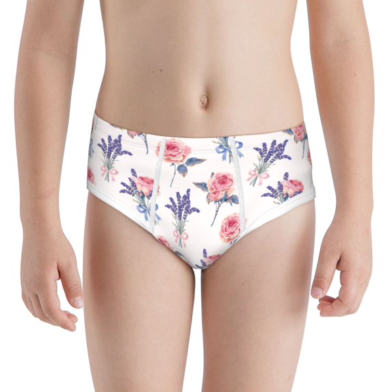 Pofeuu Lavender Flowers Print Boy's Briefs Toddler Boys' Underwear, Organic Cotton, Comfort Briefs-X-Small