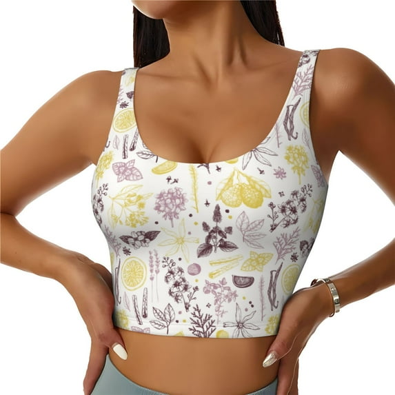 Pofeuu Lavender Flowers Print Sports Bra for Women Sexy Vest Yoga Running Gym Fitness Crop Bras Tops-XX-Large