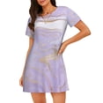thumbnail image 1 of Pofeuu Lavender Glitter Foil Stripes Print Women's Loose Fit Short Sleeve Nightgown, Comfortable Sleep Dress for Women, Casual Lounge Sleepwear, Soft Cotton Sleep Dress, 1 of 6
