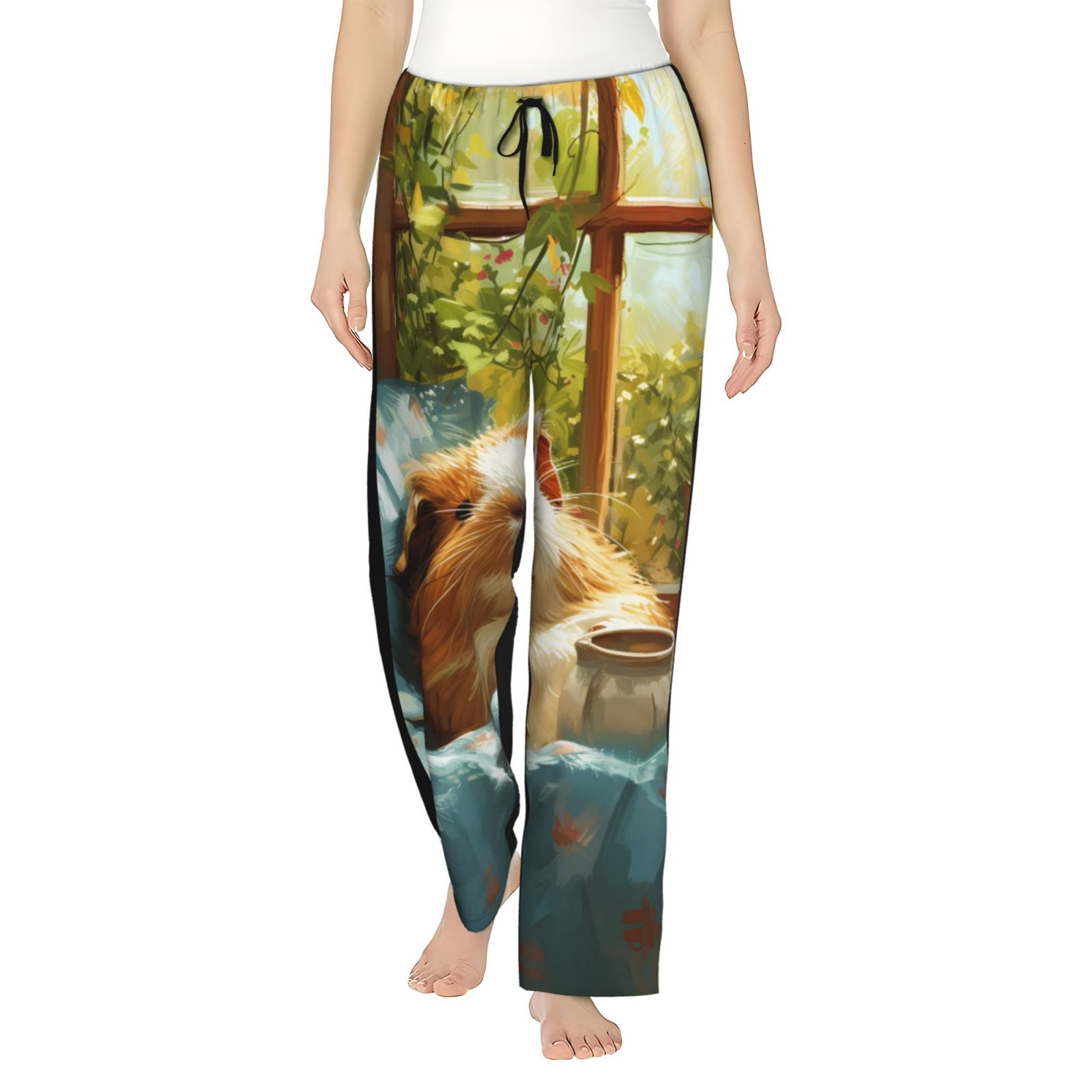 Pofeuu Lazy Home Style Guinea Pig Print Women s Fashion Pajama Pants with Pockets Comfy Drawstring Sleep Lounge Bottoms XX Large Walmart