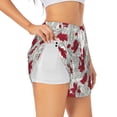 thumbnail image 1 of Pofeuu Leaves And Anemone Flowers In Red Grey Print Women's Athletic Shorts Running Workout Shorts Tummy Control Quick Dry Gym Shorts with Pockets Double layer sports shorts-X-Large, 1 of 7