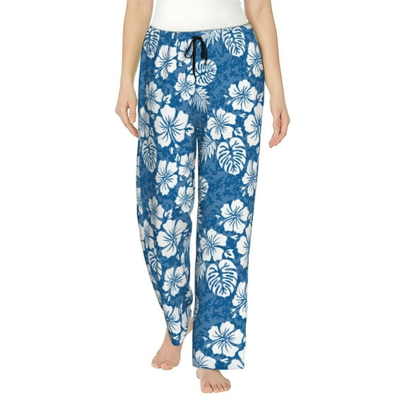 Pofeuu Leaves And Flowers Print Women's Fashion Pajama Pants with Pockets Comfy Drawstring Sleep Lounge Bottoms-Large