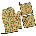 thumbnail image 1 of Pofeuu Leaves Avocado Print Oven Mitts and Pot Holders 4 pcs Set,High Heat Resistant 500 Degree Extra Thicken Long Kitchen Cotton Oven Glove for Cooking, 1 of 1