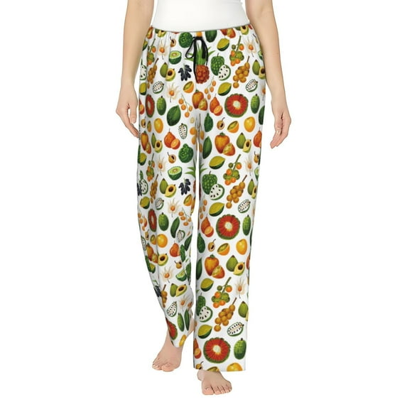 Pofeuu Lemon Fruits Vegetables Print Women's Fashion Pajama Pants with Pockets Comfy Drawstring Sleep Lounge Bottoms-XX-Large