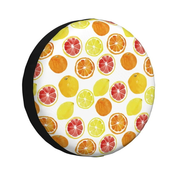 Pofeuu Lemon Orange Print Spare Tire Wheel Cover for Car Truck SUV Camper Universal Fit Spare Tire Cover RV Spare Tire Covers-14 inch