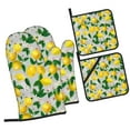thumbnail image 1 of Pofeuu Lemon Seamless Pattern Oil Painting Effect Print Oven Mitts and Pot Holders 4 pcs Set,High Heat Resistant 500 Degree Extra Thicken Long Kitchen Cotton Oven Glove for Cooking, 1 of 6