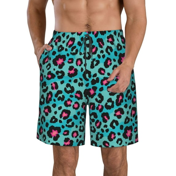 Pofeuu Leopard 1 Prin Men's Swim Trunks Quick Dry Bathing Suit Swimming Board Shorts Mesh Lining Beach Swimwear-Medium
