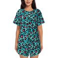 thumbnail image 1 of Pofeuu Leopard 1 Print Women's Pajama Set Short/Shorts Soft Button PJs Elastic Drawstring Waist Sleepwear-Large, 1 of 6