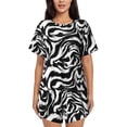 thumbnail image 1 of Pofeuu Leopard And Zebra 2 Print Women's Pajama Set Short/Shorts Soft Button PJs Elastic Drawstring Waist Sleepwear-X-Large, 1 of 6