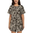 thumbnail image 1 of Pofeuu Leopard And Zebra1 Print Women's Pajama Set Short/Shorts Soft Button PJs Elastic Drawstring Waist Sleepwear-3X-Large, 1 of 6