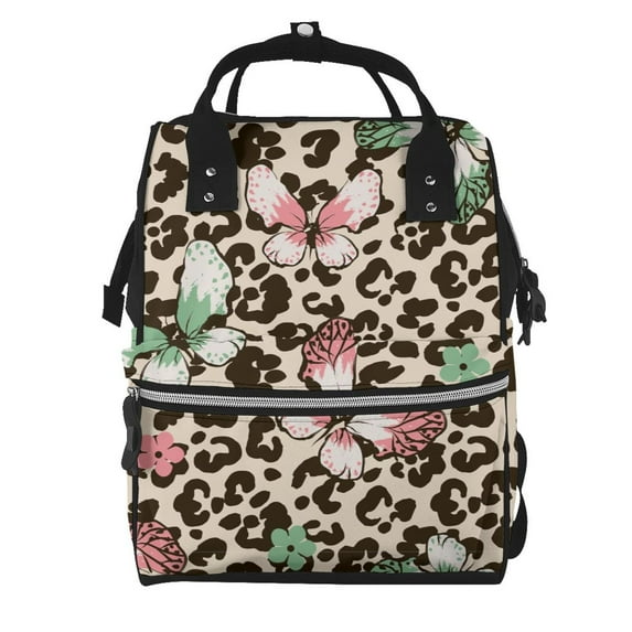 Pofeuu Leopard Dots Print Diaper Bag Backpack, Multifunction Travel Pack Maternity Baby Changing Bags, Large Capacity, Waterproof