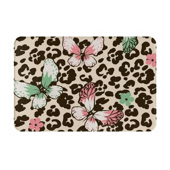 Pofeuu Leopard Dots Print Flannel Doormats Rug16"x24"Rug Washable Doormats Indoor Outdoor Rugs for Layered Front Door Mats, Porch, Kitchen, Entryway