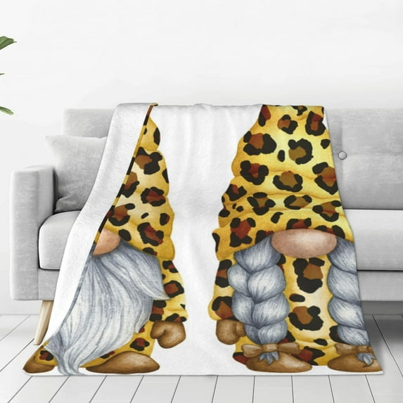 Pofeuu Leopard Gnomes Print Ultra-Soft Micro Fleece Blanket,for Bed Or Sofa,All Season Throw Blankets Flannel Blanket-50"x40"