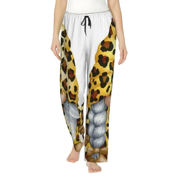 Pofeuu Leopard Gnomes Print Women's Fashion Pajama Pants with Pockets Comfy Drawstring Sleep Lounge Bottoms-XX-Large