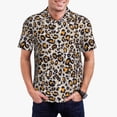 thumbnail image 1 of Pofeuu Leopard Print Men's Loose Fit Midweight Short-Sleeve Pocket Polo-Large, 1 of 6