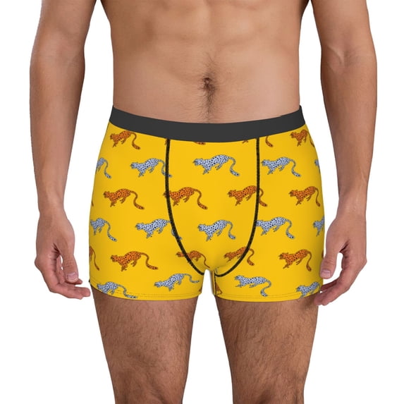 Pofeuu Leopard Print Print Men’s Boxer Briefs, Moisture-Wicking Underwear, Regular,Trunk-XX-Large