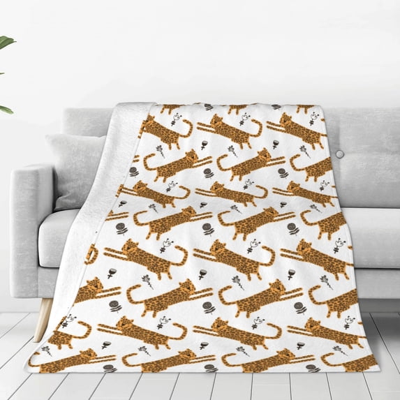Pofeuu Leopard Print Print Ultra-Soft Micro Fleece Blanket,for Bed Or Sofa,All Season Throw Blankets Flannel Blanket-80"x60"