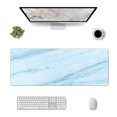 thumbnail image 1 of Pofeuu Light Blue Marble Print Desk Mat for Keyboard and Mouse，Computer Desk Matt for Desktop，Large Mouse Pad for Desk，Desk Pads on Top of Desks 12x31.5in, 1 of 8