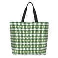 thumbnail image 1 of Pofeuu Light Green Squares Print Reusable Grocery Bags - Washable, Foldable, Packable Tote, Large Handles, Heavy Duty, Zippered Top Pouch, 1 of 8