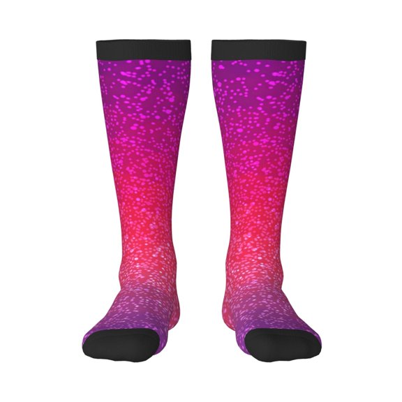 Pofeuu Light Purple Glitter Print Stockings, Adult Running Hiking Socks for Youth and Adult