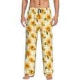 thumbnail image 1 of Pofeuu Light Yellow Plaid Sunflower Print Men's Pajama Pants, Soft Lounge Pajama Pants with big pockets for Men Plaid Pj Bottoms-XX-Large, 1 of 6