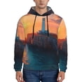 thumbnail image 1 of Pofeuu Lighthouse At Sunset Coast Print Mens Casual Hooded Collar Drawstring Hoodies Pullover Sweatshirts Casual Long Sleeve Shirts-X-Large, 1 of 7