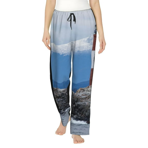 Pofeuu Lighthouse On The Waters Print Women's Fashion Pajama Pants with Pockets Comfy Drawstring Sleep Lounge Bottoms-XX-Large