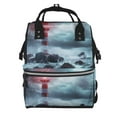 thumbnail image 1 of Pofeuu Lighthouse in a Stormy Sea Print Diaper Bag Backpack, Multifunction Travel Pack Maternity Baby Changing Bags, Large Capacity, Waterproof, 1 of 6