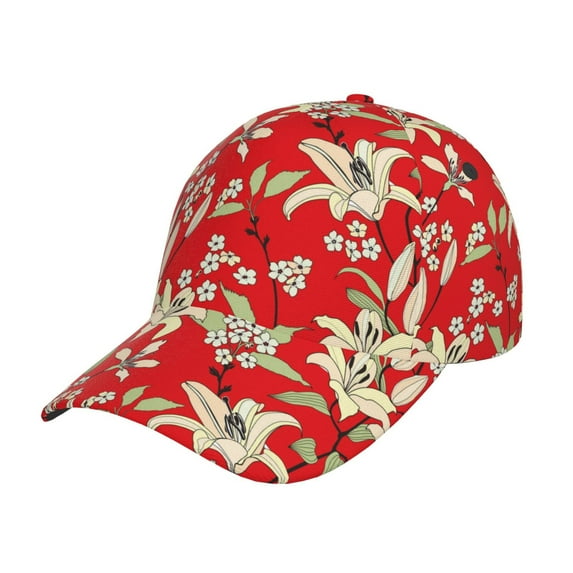 Pofeuu Lilies Flowers Print Adult Adjustable Embroidered Graphic Baseball Hat for Men and Women