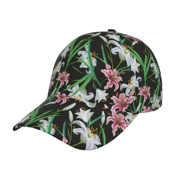 Pofeuu Lilies Flowers Print Adult Adjustable Embroidered Graphic Baseball Hat for Men and Women