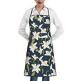 thumbnail image 1 of Pofeuu Lilies Flowers Print Aprons with Pockets, Cute Aprons for Kitchen, Cooking, Server, Barber, Chef Apron, 1 of 7