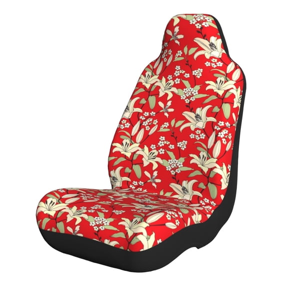 Pofeuu Lilies Flowers Print Automotive Car Seat Covers Flat Cloth Full Set Seat Covers,Car Seat Covers front seats for Cars Trucks and SUVs-2 PCS